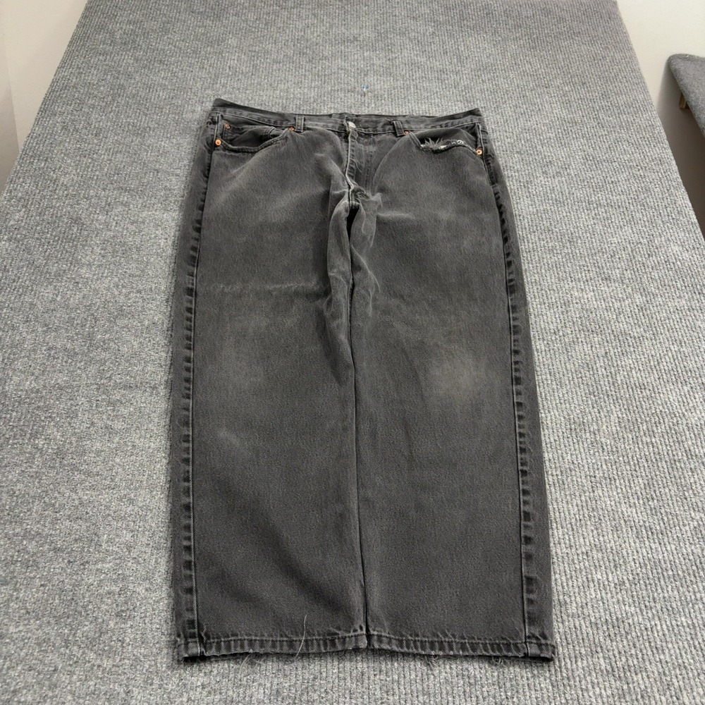Levis 550 Jeans Mens 42x29 Black Cotton Relaxed Fit Distressed Streetwear